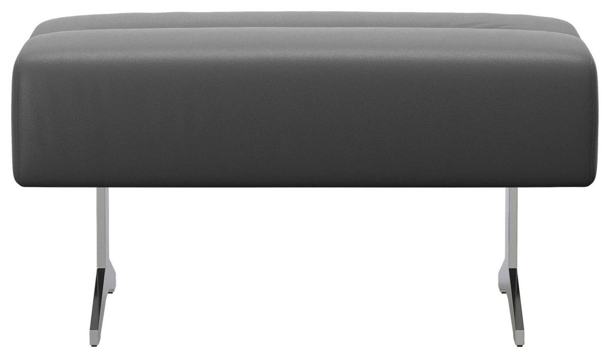 HOCKER Echtleder Dunkelgrau  - Chromfarben/Dunkelgrau, Design, Leder/Metall (90/44/57cm) - Stressless