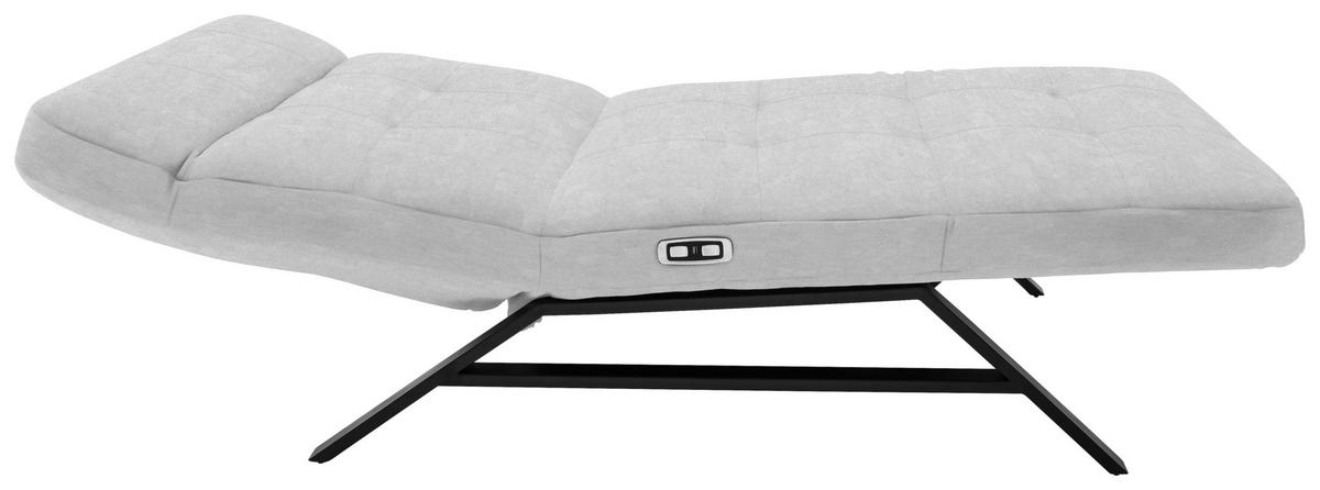 RELAXLIEGE in Mikrofaser Hellgrau  - Hellgrau/Schwarz, Design, Textil/Metall (120/54-113/158-198cm) - Pure Home Lifestyle