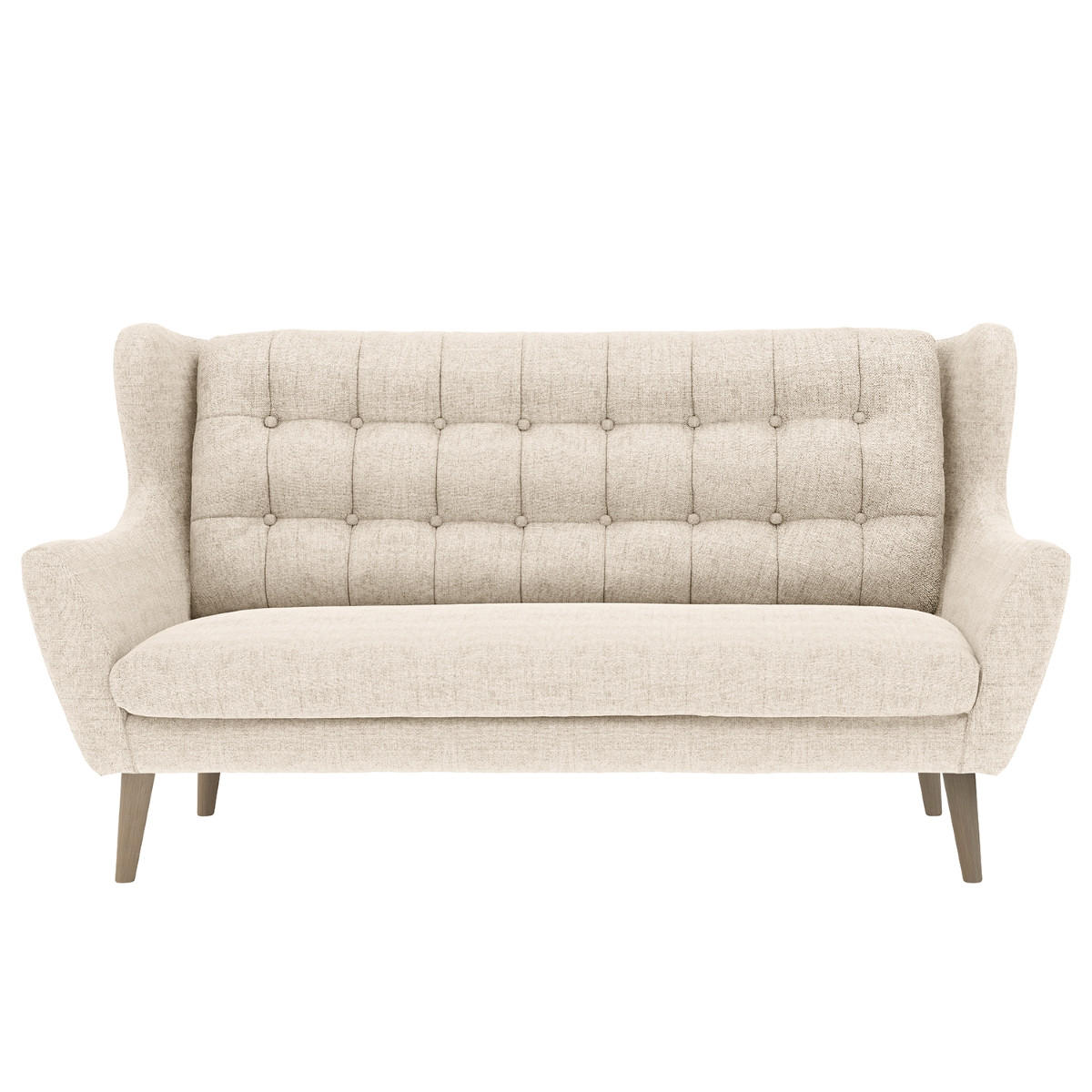 3-SITZER-SOFA in Webstoff Silberfarben  - Eichefarben/Silberfarben, Konventionell, Holz/Textil (197/107/94cm) - Trendmanufaktur