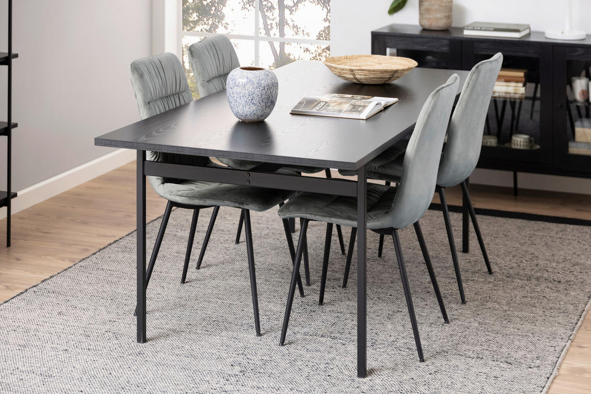 ESSTISCH in Metall, Holzwerkstoff   - Schwarz, KONVENTIONELL, Holzwerkstoff/Metall (200/74/90cm) - Lomoco