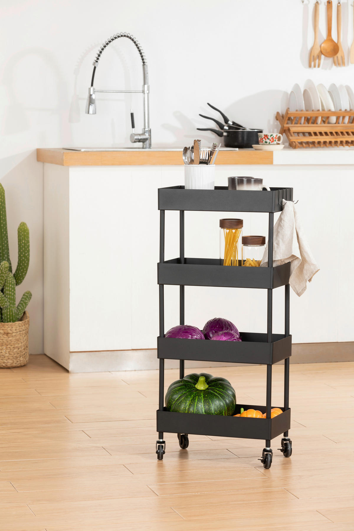 SERVIERWAGEN Schwarz  - Schwarz, MODERN, Metall (40/90/22cm) - PBJ