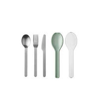 BESTECKSET ELLIPSE 3-teilig Edelstahl  - Salbeigrün/Silberfarben, KONVENTIONELL, Kunststoff/Metall (19,5/5,1/2,3cm) - Mepal