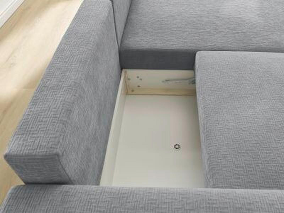 ECKSOFA Ottomane rechts  ATILLA Dunkelgrau Struktur  - Dunkelgrau/Schwarz, MODERN, Kunststoff/Textil (244/149cm)