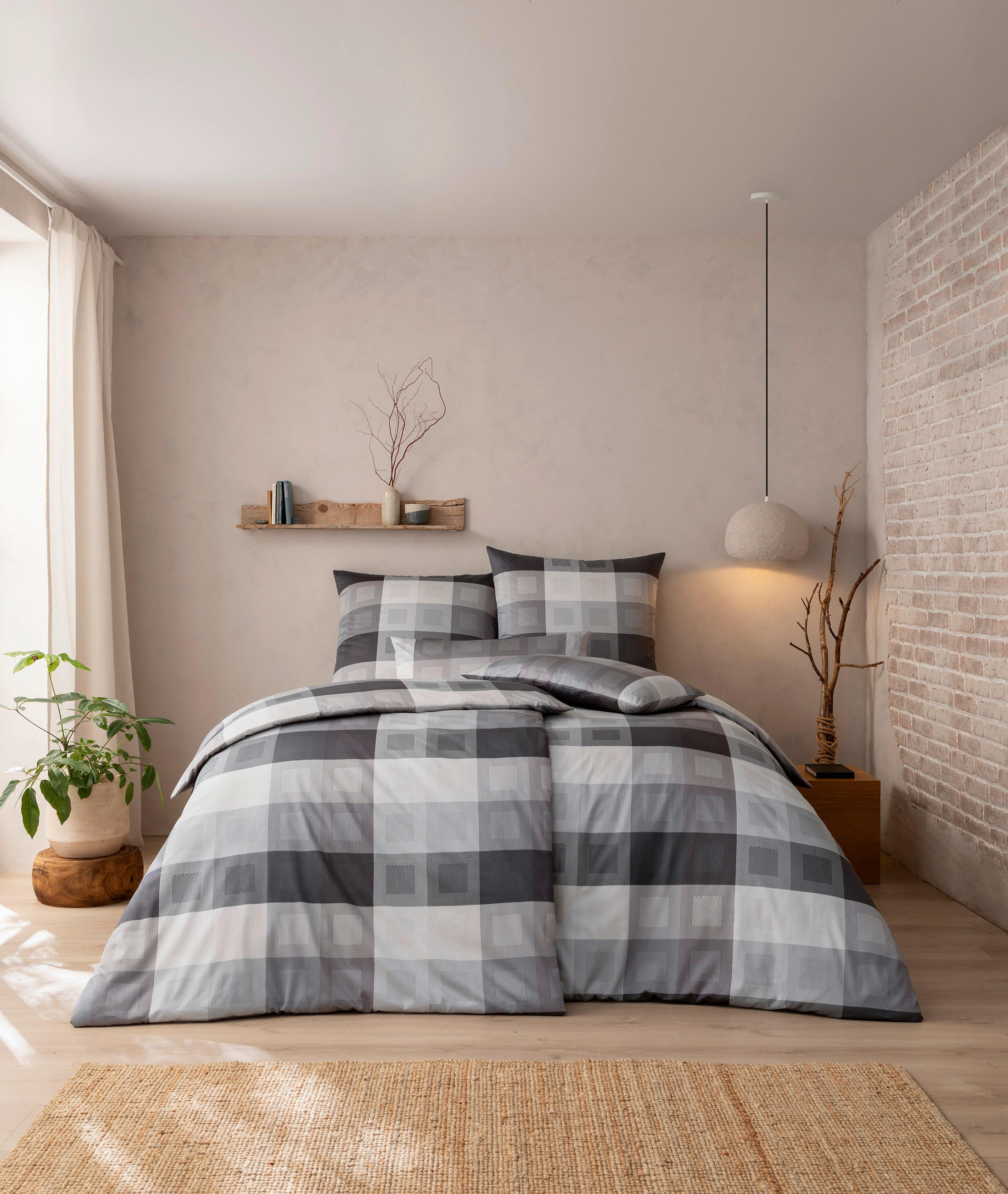 BETTWÄSCHE Exquisit Satin 135/200 cm  - Anthrazit, Design, Textil (135/200cm) - Estella