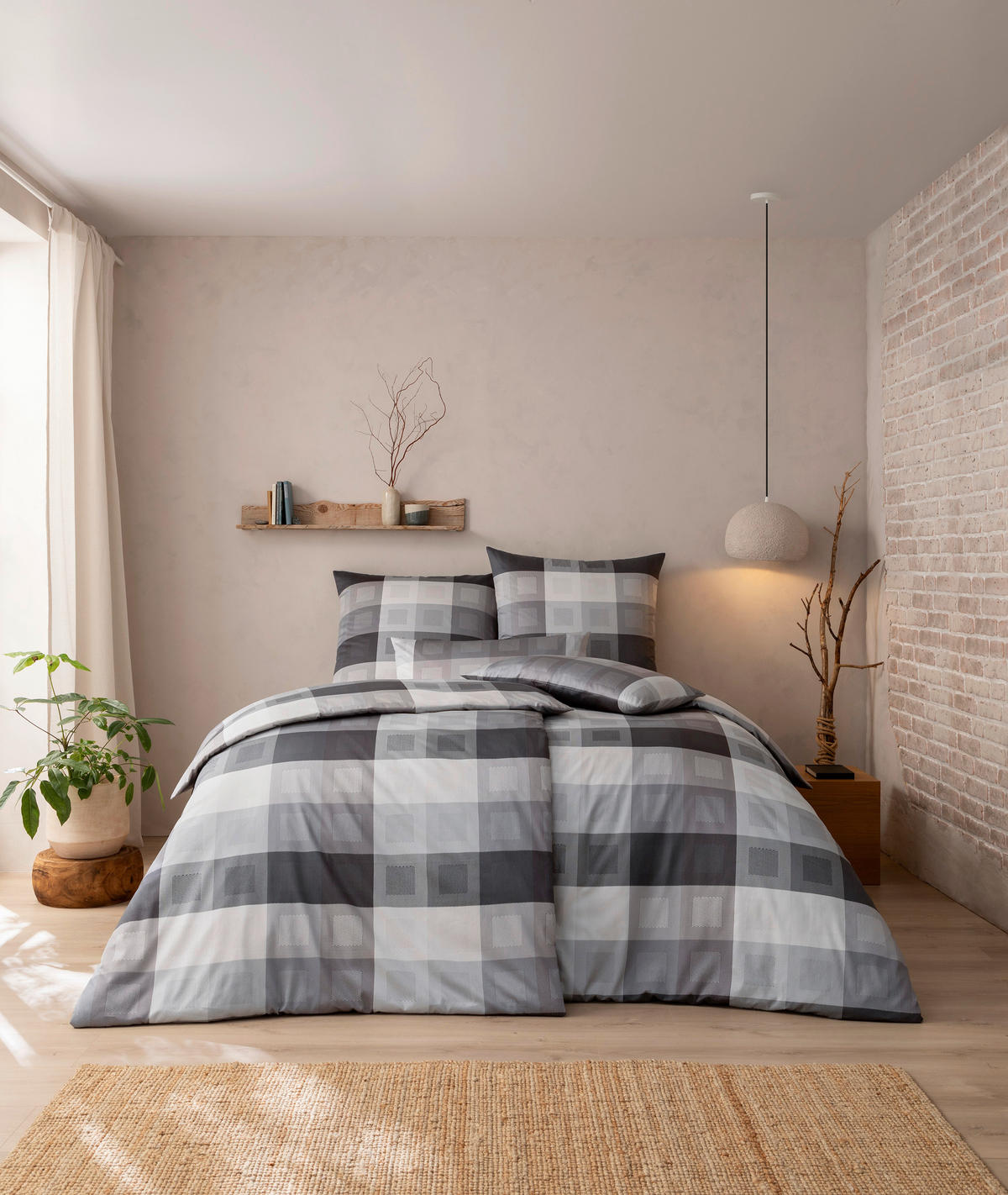 BETTWÄSCHE Exquisit Satin 135/200 cm  - Anthrazit, Design, Textil (135/200cm) - Estella
