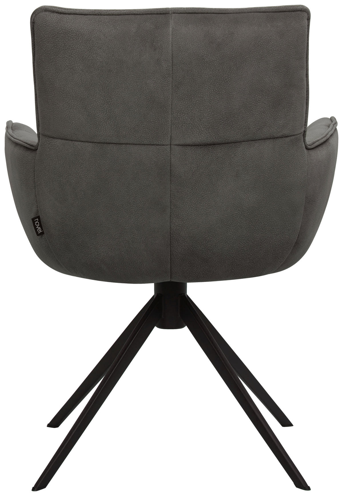 ARMLEHNSTUHL  Sitzfläche 360° drehbar, inklusive Armlehnen, automatische Rückholfunktion Webstoff  Dunkelbraun  - Dunkelbraun/Schwarz, Design, Textil/Metall (63/88,5/64cm) - Novel