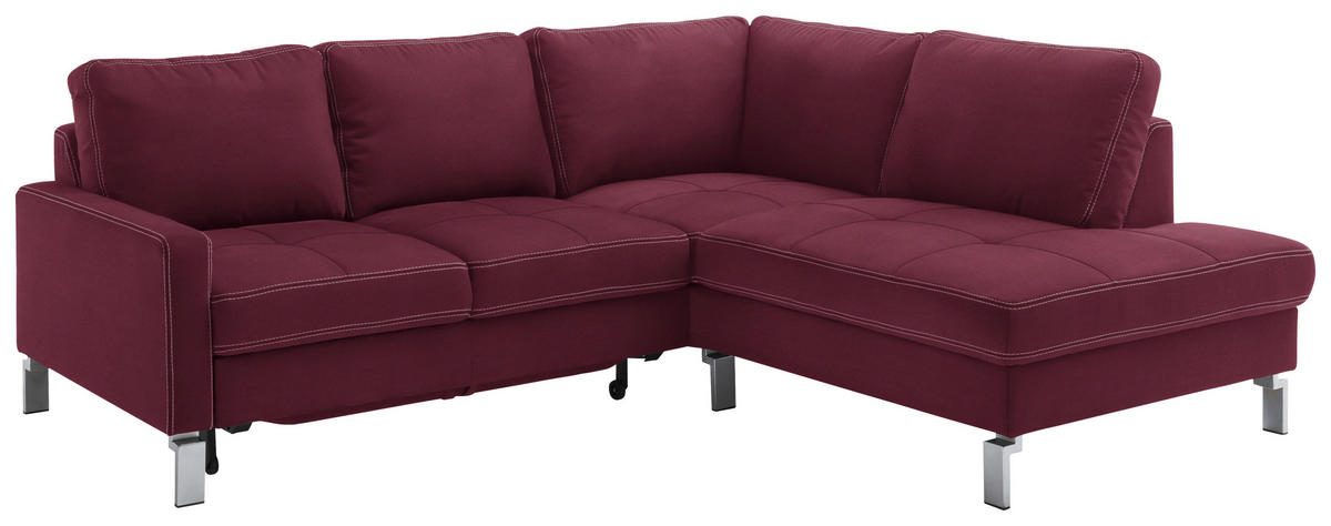 ECKSOFA in Mikrofaser Beere  229/200 cm  - Chromfarben/Beere, Design, Textil/Metall (229/200cm) - Pure Home Lifestyle