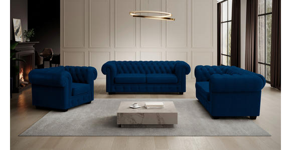 CHESTERFIELD-SESSEL - Wengefarben/Blau, LIFESTYLE, Holz/Textil (115/76,5/96cm) - Landscape