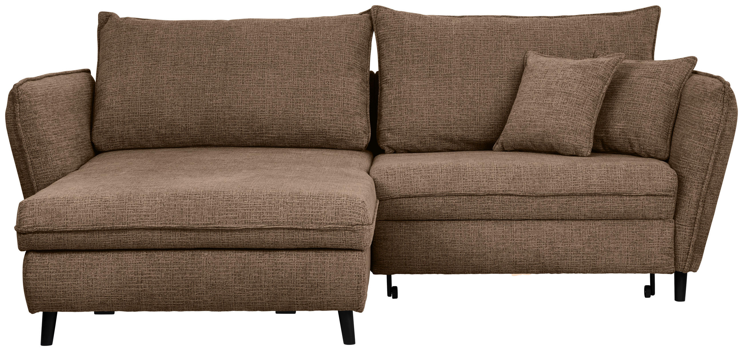HÖRNSOFFA i struktur brun  - brun/svart, Design, trä/textil (245/161cm) - Livetastic