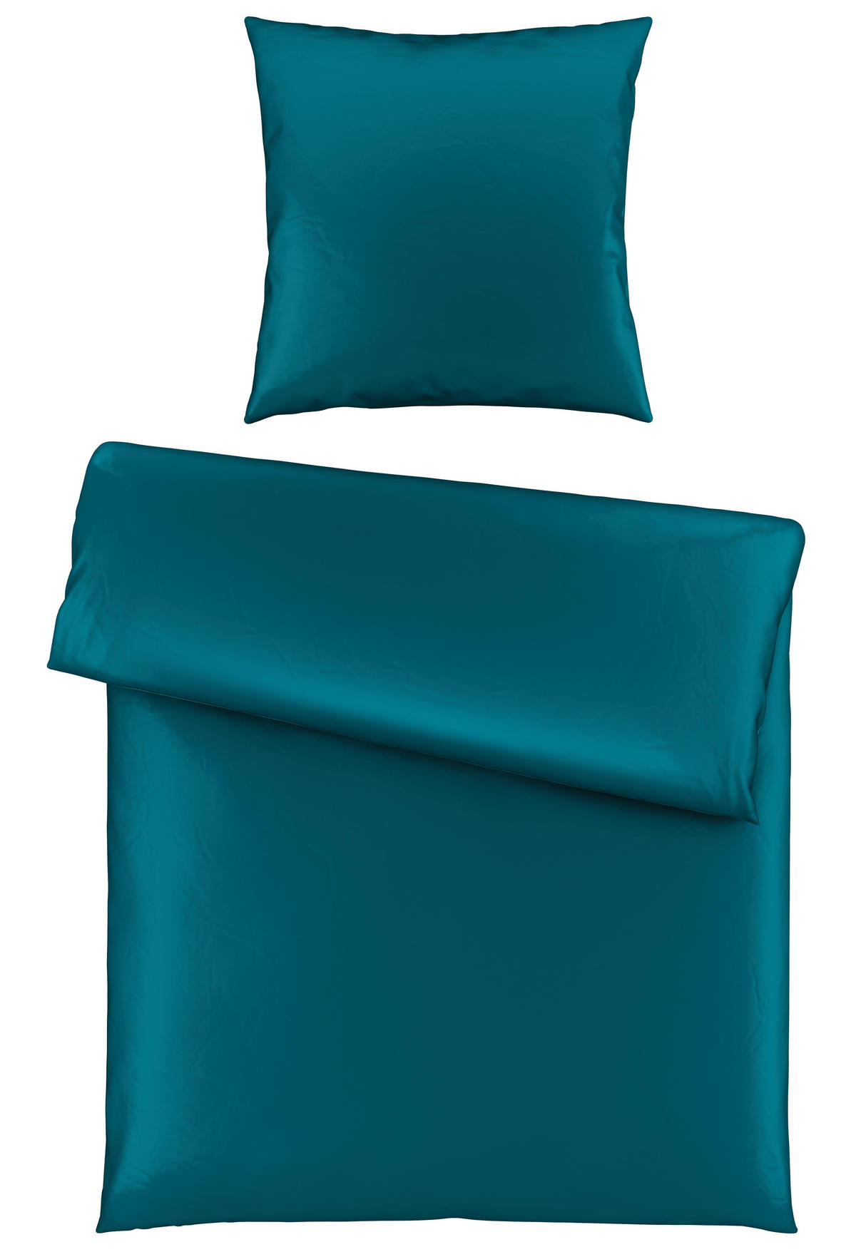 BETTWÄSCHESET Satin 160/210 cm  65 cm/100 cm  - Petrol, Basics, Textil (160/210cm) - Novel