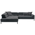 ECKSOFA in Feincord Anthrazit 219/311 cm - Anthrazit/Schwarz, KONVENTIONELL, Textil/Metall (219/311cm) - Hom`in