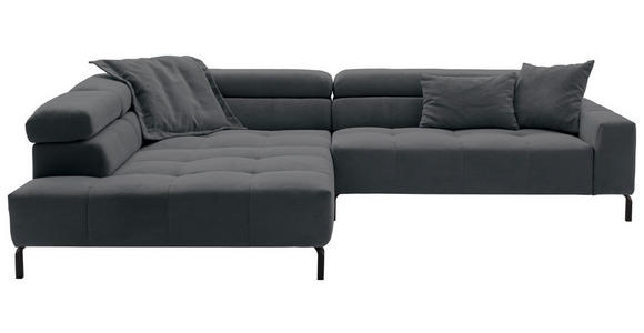 ECKSOFA in Feincord Anthrazit 219/311 cm - Anthrazit/Schwarz, KONVENTIONELL, Textil/Metall (219/311cm) - Hom`in