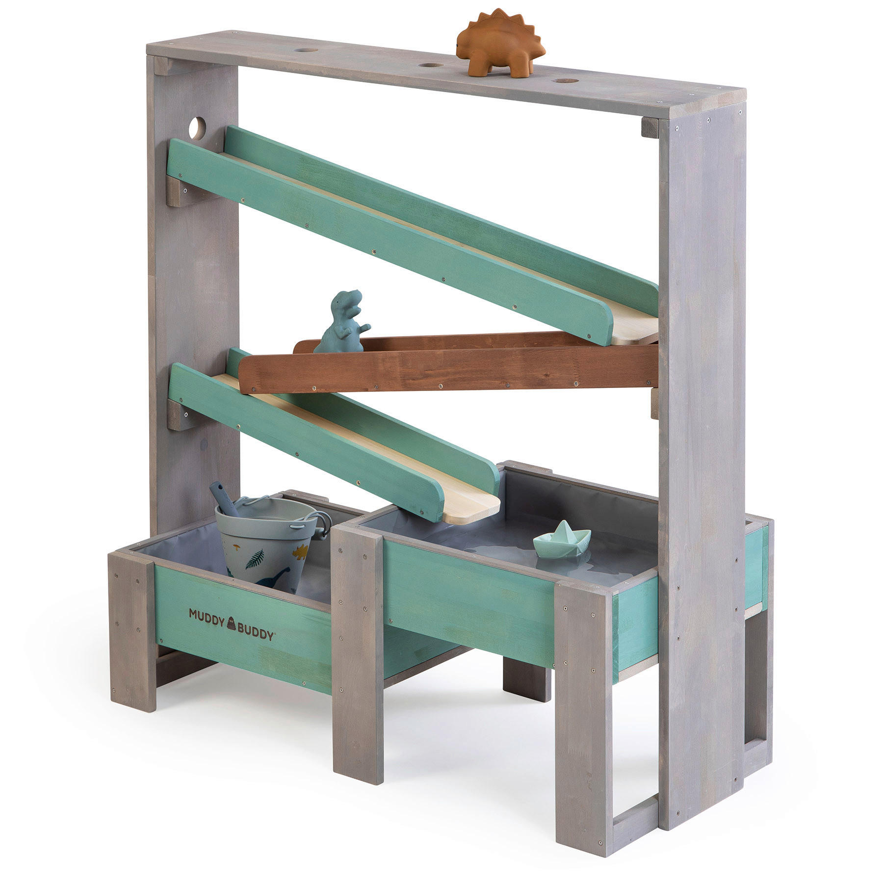 WASSERBAHN Grün, Grau  - Grau/Grün, Basics, Holz (100/44/105cm) - MUDDY BUDDY