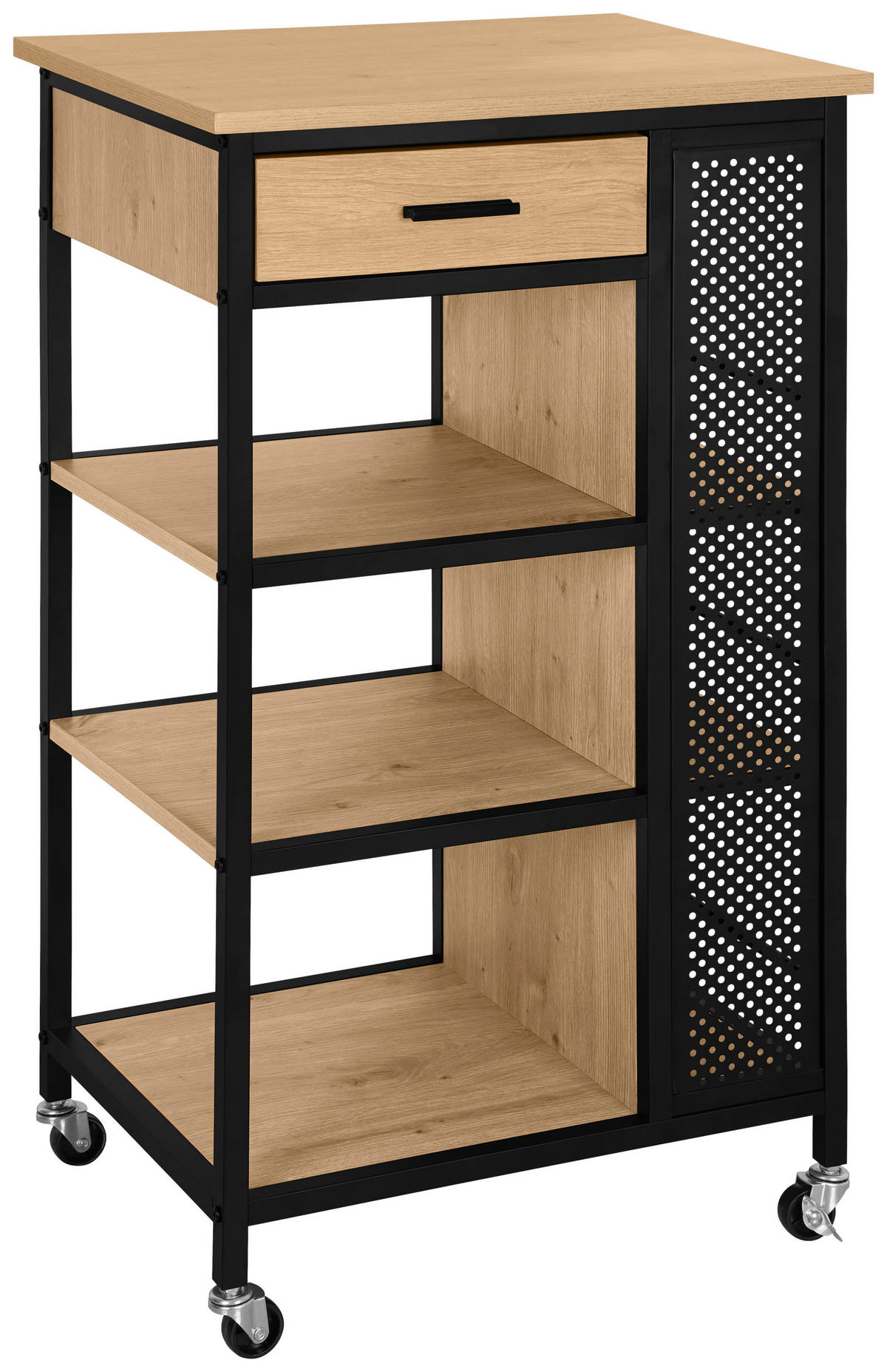 TÁLALÓKOCSI natúr színű, fekete  - natúr színű/fekete, Trend, műanyag/faalapú anyag (50/37/91cm) - Xora