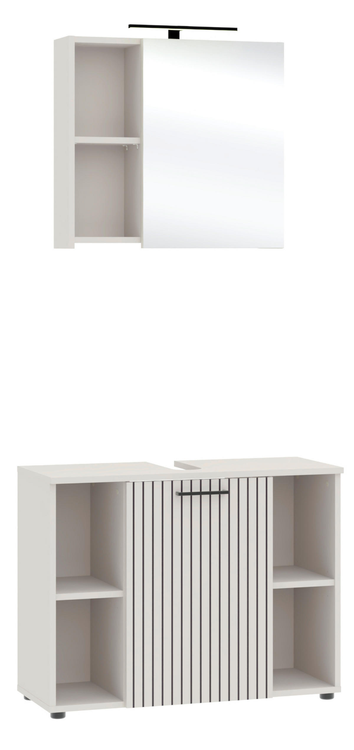 BADEZIMMER 2-teilig  in 80 cm  - Kaschmir/Schwarz, Trend, Glas/Holzwerkstoff (80cm) - Respekta