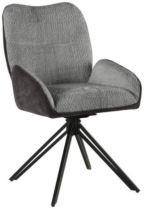 ARMLEHNSTUHL  in Eisen Chenille, Cord  - Schwarz/Grau, LIFESTYLE, Holz/Textil (54/87/62cm) - MID.YOU