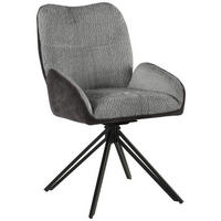 ARMLEHNSTUHL  in Eisen Chenille, Cord  - Schwarz/Grau, LIFESTYLE, Holz/Textil (54/87/62cm) - MID.YOU
