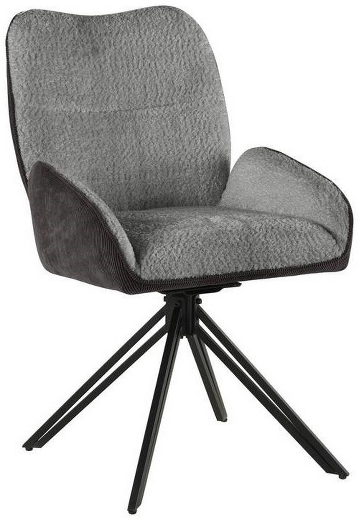 ARMLEHNSTUHL  in Eisen Chenille, Cord  - Schwarz/Grau, LIFESTYLE, Holz/Textil (54/87/62cm) - MID.YOU