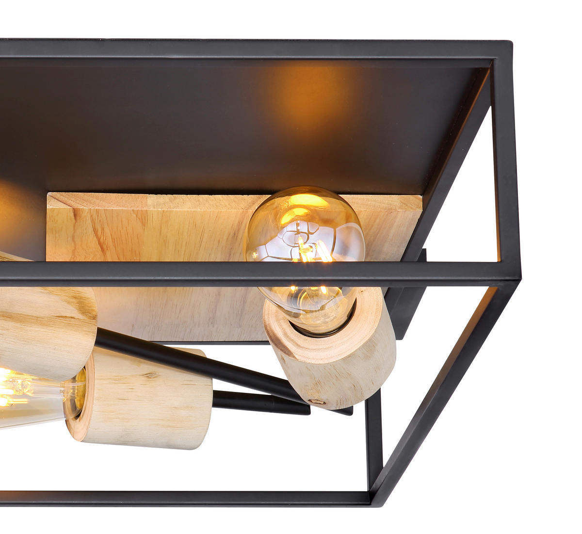 DECKENLEUCHTE Hagar 44/44/14,5 cm   - Schwarz/Naturfarben, Natur, Holz/Metall (44/44/14,5cm) - Globo