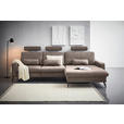 ECKSOFA in Mikrofaser Taupe 302/180 cm - Taupe/Schwarz, KONVENTIONELL, Textil/Metall (302/180cm) - Carryhome