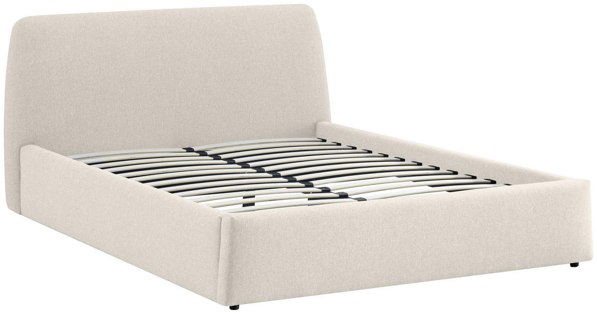 ČALOUNĚNÁ POSTEL, 140/200 cm, krémová - černá/krémová, Moderní, kov/dřevo (140/200cm) - Livetastic