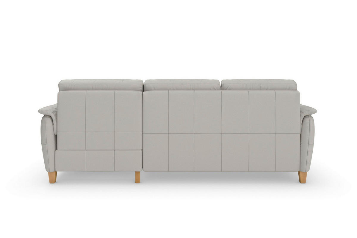 ROHOVÁ SEDAČKA, koža, svetlosivá - farba duba/svetlosivá, Basics, koža/drevo (244/163cm) - Sit & More