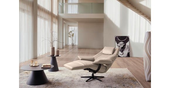 RELAXSESSEL in Leder Creme  - Creme/Schwarz, Design, Leder/Metall (92/79/82cm) - Dieter Knoll