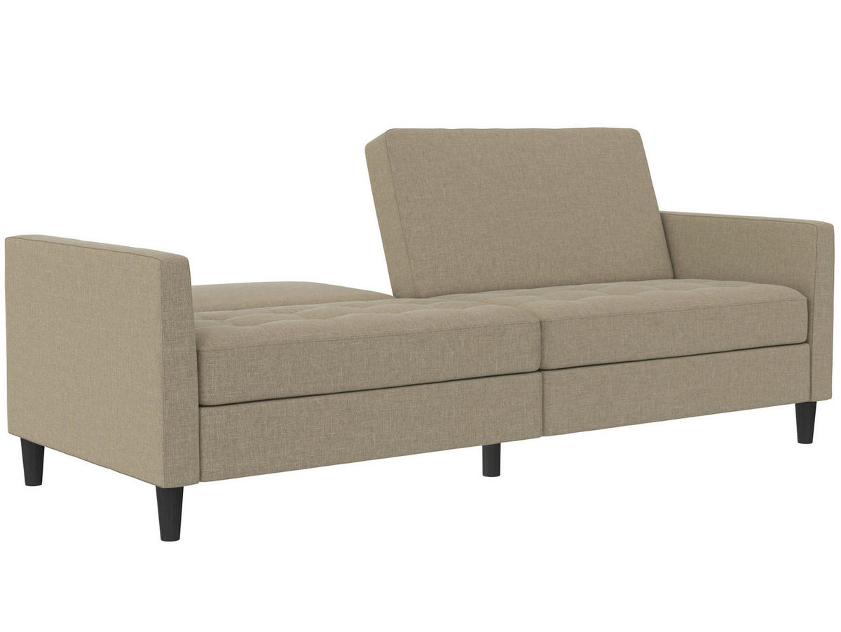SCHLAFSOFA Webstoff, Leinenoptik Cappuccino  - Schwarz/Cappuccino, Basics, Kunststoff/Textil (207/86/86cm) - Livetastic