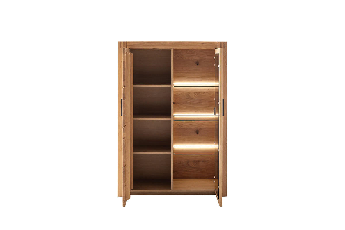 HIGHBOARD  in 97/139/37 cm  - Eichefarben/Anthrazit, Design, Glas/Holz (97/139/37cm) - Livetastic