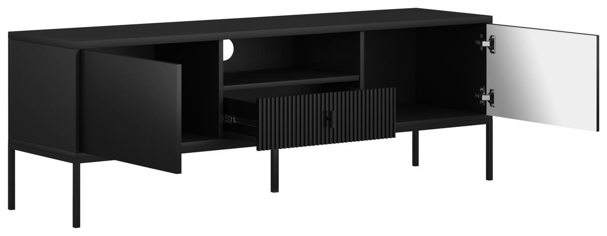 LOWBOARD Maggiore  in 154,5/52,4/39 cm  - Schwarz, Design, Holzwerkstoff/Metall (154,5/52,4/39cm) - Boxxx