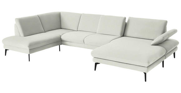 WOHNLANDSCHAFT  in Chenille, Flachgewebe Weiß  - Schwarz/Weiß, Design, Textil/Metall (208/344/180cm) - Dieter Knoll