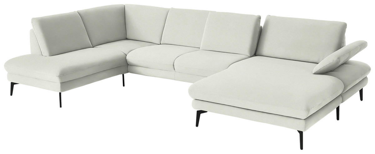 WOHNLANDSCHAFT Chenille, Flachgewebe Weiss  - Weiss/Schwarz, Design, Textil/Metall (208/344/180cm) - Dieter Knoll