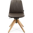STUHL  in Echtleder pigmentiert Holz, Leder  - Eichefarben/Braun, Design, Leder/Holz (46/82,5-85,25/55cm) - Johann Jakob