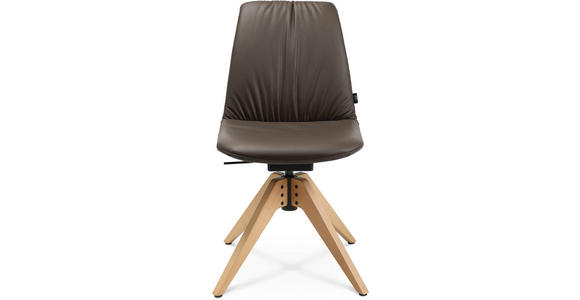 STUHL in Echtleder pigmentiert Holz, Leder - Eichefarben/Braun, Design, Leder/Holz (46/82,5-85,25/55cm) - Johann Jakob