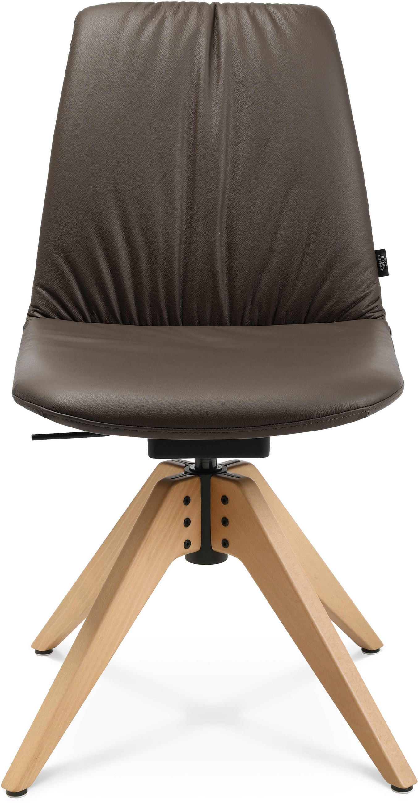 STUHL Echtleder Braun, Eichefarben Buche Hartholz  - Eichefarben/Braun, Design, Leder/Holz (46/82,5-85,25/55cm) - Johann Jakob