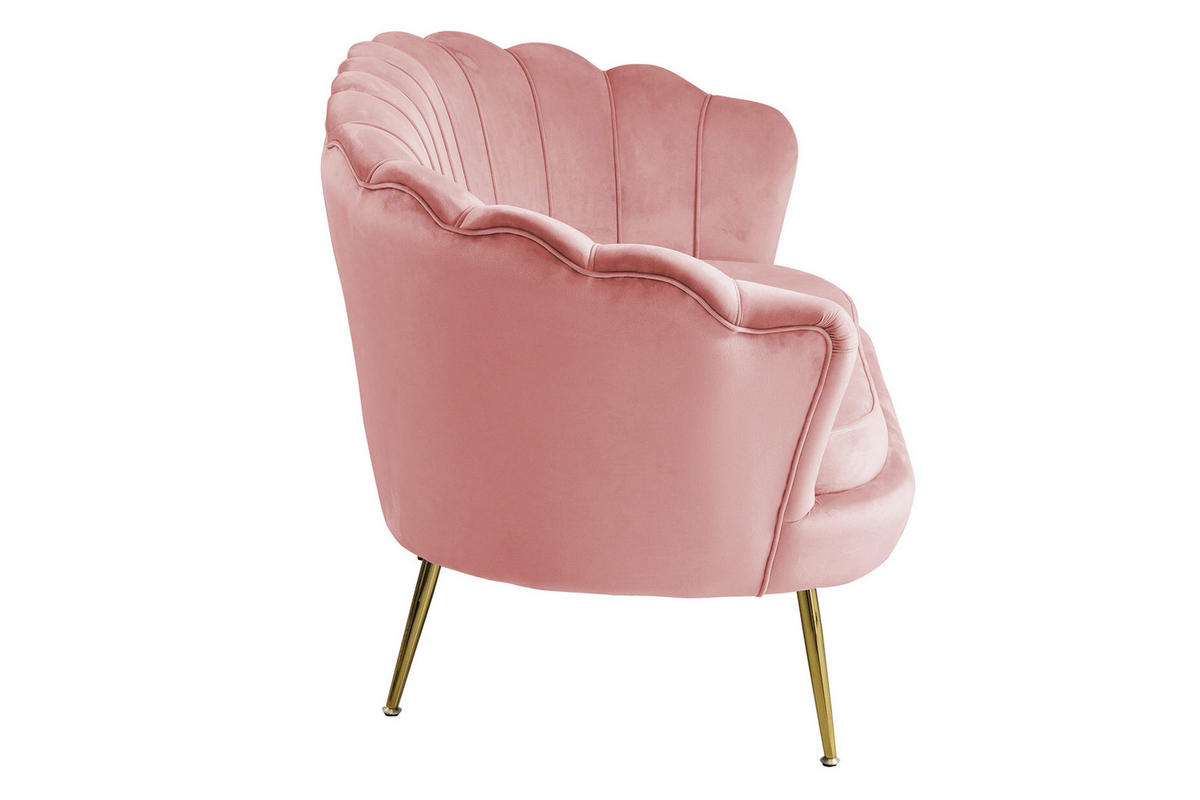 2-SITZER-SOFA Samt Rosa  - Goldfarben/Rosa, MODERN, Textil/Metall (136/78/77cm) - Livetastic