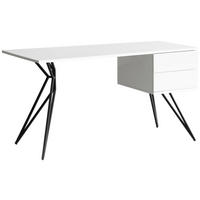ÍRÓASZTAL  - fekete/magasfényű fehér, Design, faalapú anyag/fém (140/60/75cm) - Novel