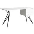 SCHREIBTISCH 140/60/75 cm  in Schwarz, Weiß Hochglanz  - Weiß Hochglanz/Schwarz, Design, Holzwerkstoff/Metall (140/60/75cm) - Novel