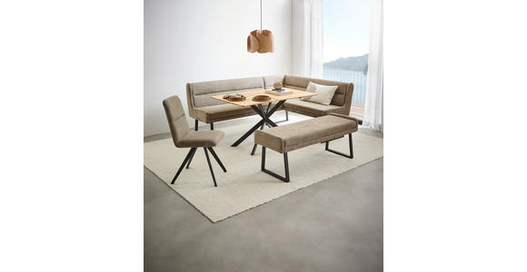 HOCKERBANK 160/49/49 cm Webstoff Taupe, Schwarz  - Taupe/Schwarz, Design, Textil/Metall (160/49/49cm) - Novel