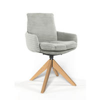 ARMLEHNSTUHL  Beinauswahl, Sitzfläche 360° drehbar, automatische Rückholfunktion, Stoff-/Lederauswahl gerippt  Naturfarben  - Eichefarben/Naturfarben, Design, Holz/Textil (60/91/62cm) - Valdera