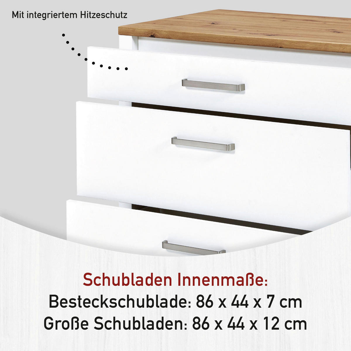 KÜCHENLEERBLOCK   in Weiß, Eiche Artisan  - Silberfarben/Weiß, MODERN, Glas/Holzwerkstoff (370/167/60cm) - home24