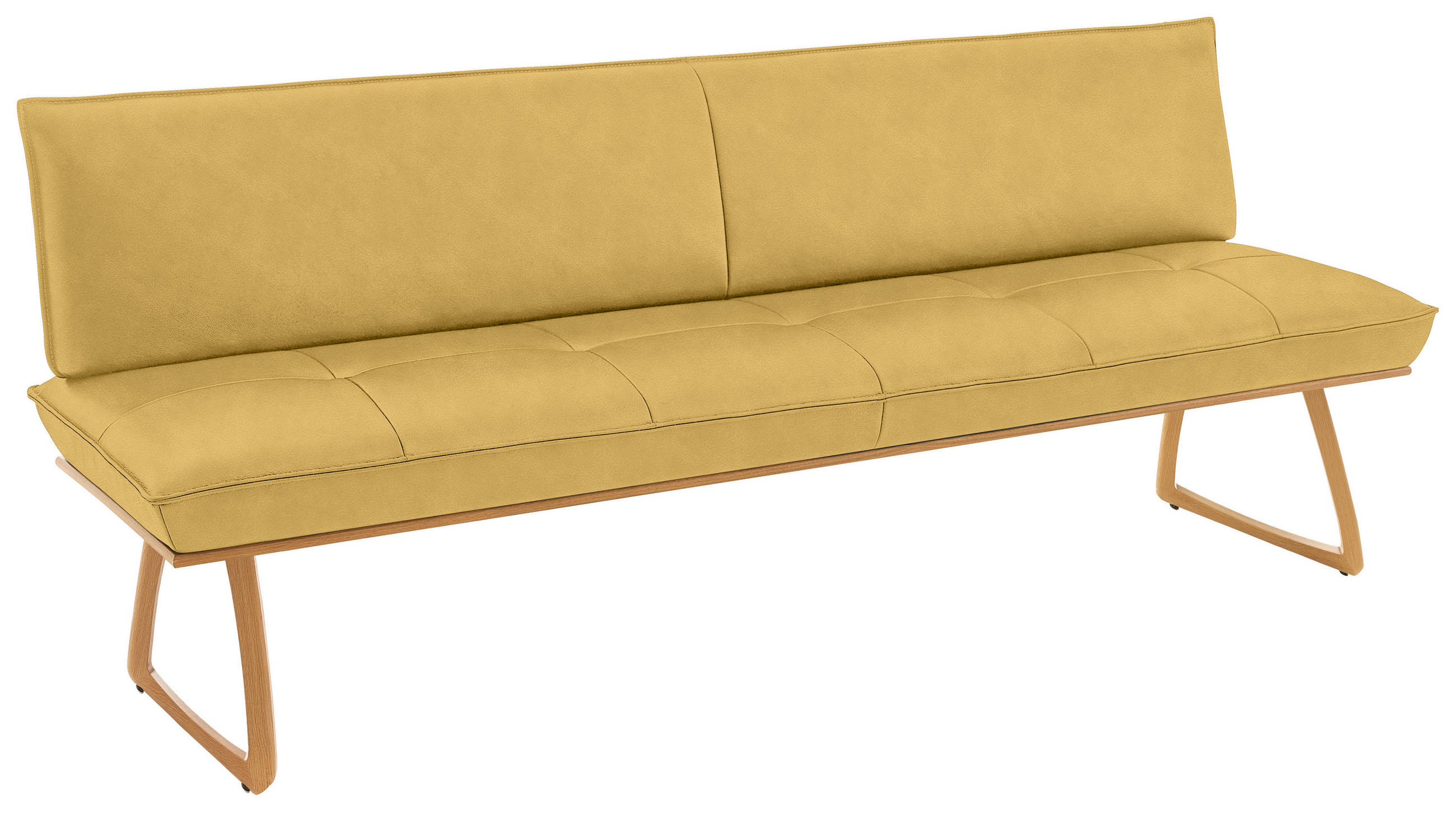 SITZBANK Holz, Leder Gelb, Wildeiche  - Wildeiche/Eichefarben, Design, Leder/Holz (214/88/66cm) - Koinor