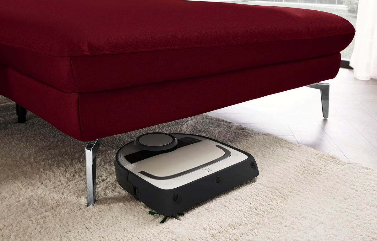 ECKSOFA in Echtleder Dunkelrot  - Schwarz/Dunkelrot, Design, Leder/Metall (325/157cm) - Dieter Knoll
