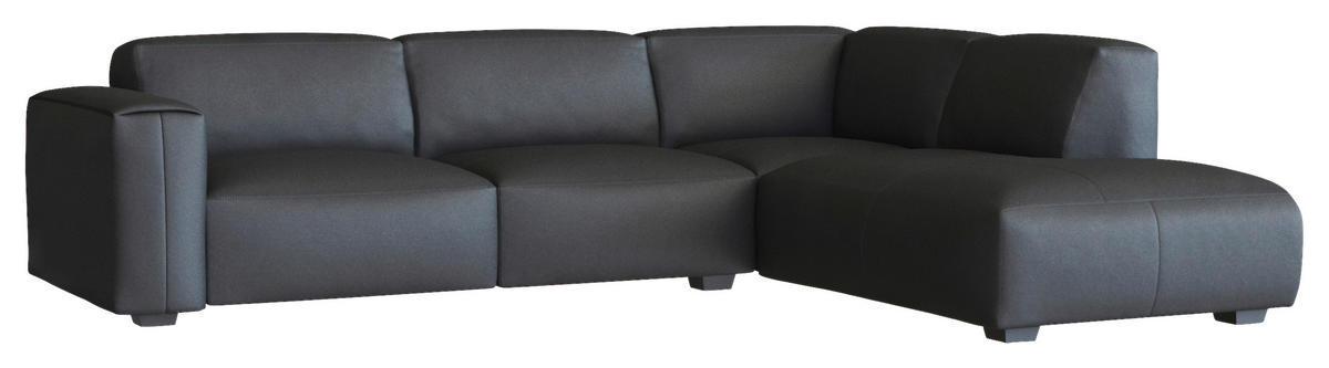 Freisteller von Livetastic ECKSOFA Schwarz Echtleder.
