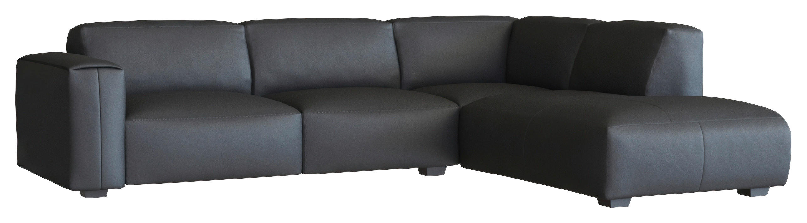 Thumbnail - Livetastic Ecksofa, Schwarz, Leder, Echtleder, Birke, vollmassiv, 5-Sitzer, Ottomane rechts, L-Form, 288x231 cm, Made in...
