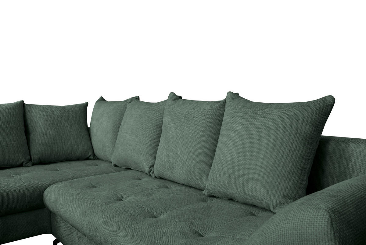 CloseUp von Carryhome ECKSOFA Dunkelgrün Struktur.