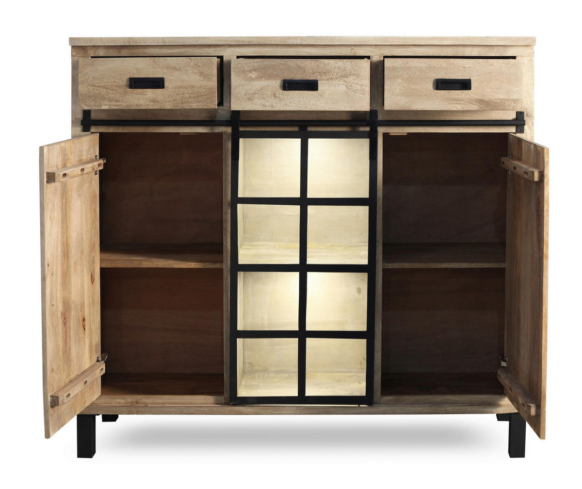 HIGHBOARD  148/135/42 cm 3 Schublade(n)  - Graubraun/Schwarz, LIFESTYLE, Glas/Holz (148/135/42cm) - Landscape