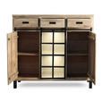 HIGHBOARD  148/135/42 cm 3 Schublade(n)  - Graubraun/Schwarz, LIFESTYLE, Glas/Holz (148/135/42cm) - Landscape