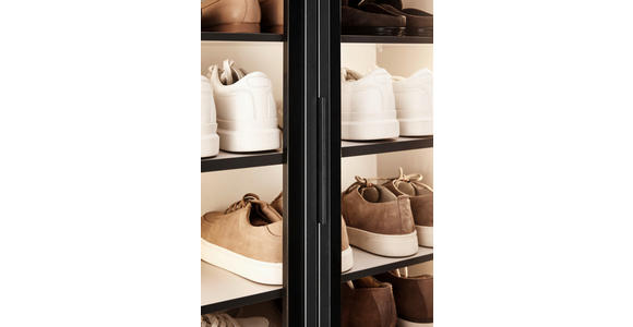 SCHUHSCHRANK  in 80/200/34 cm  - Kaschmir/Schwarz, Design, Glas/Holzwerkstoff (80/200/34cm) - Voleo