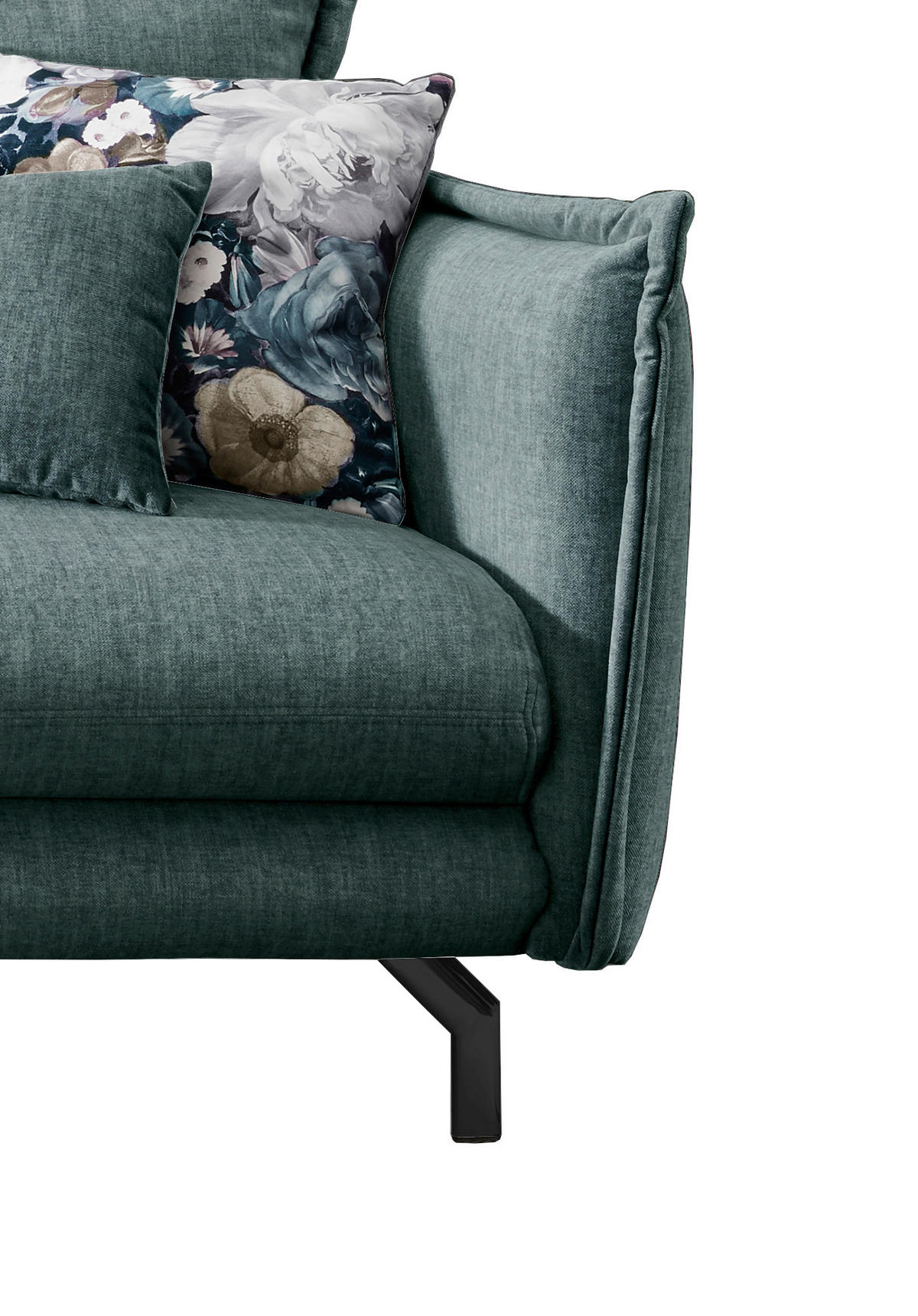 ECKSOFA Hellblau Velours  - Türkis/Schwarz, MODERN, Textil/Metall (180/255cm) - Livetastic